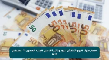 أسعار صرف اليورو تنخفض اليوم وتأثير ذلك على الجنيه المصري 15 أغسطس 2025